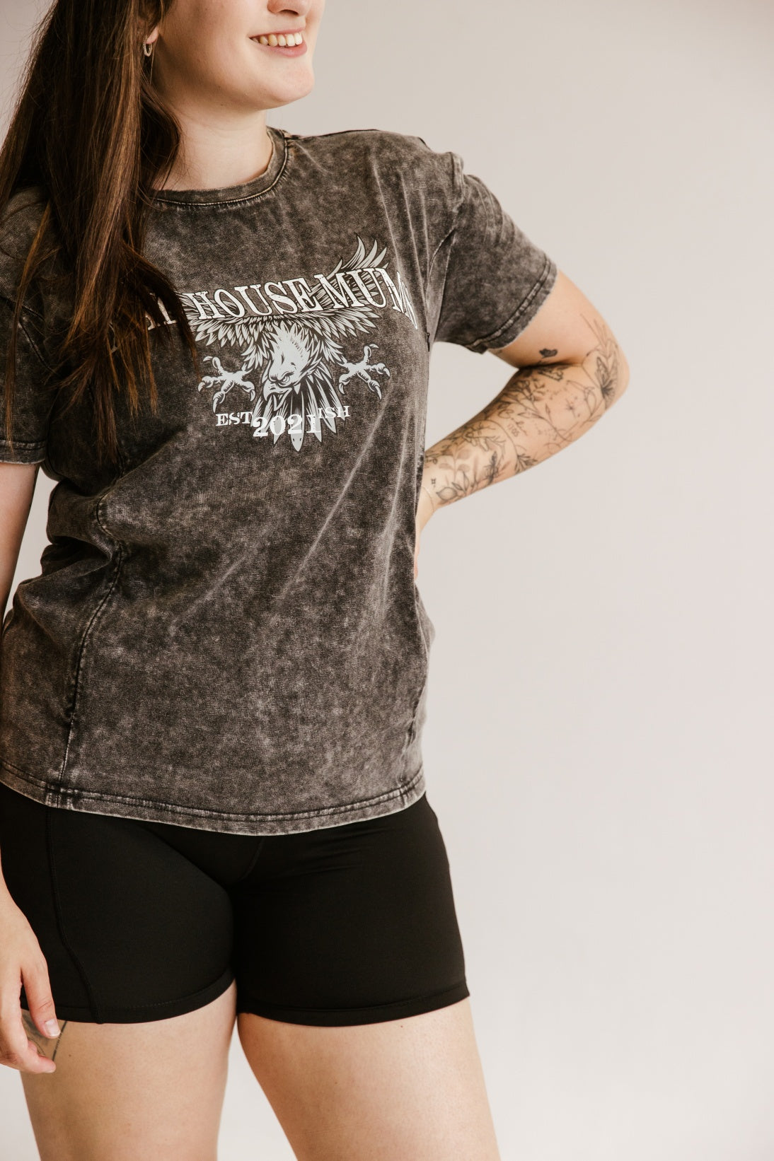 Vintage Eagle Breastfeeding Tee | Hidden Zipper Nursing T-Shirt | Washed Black