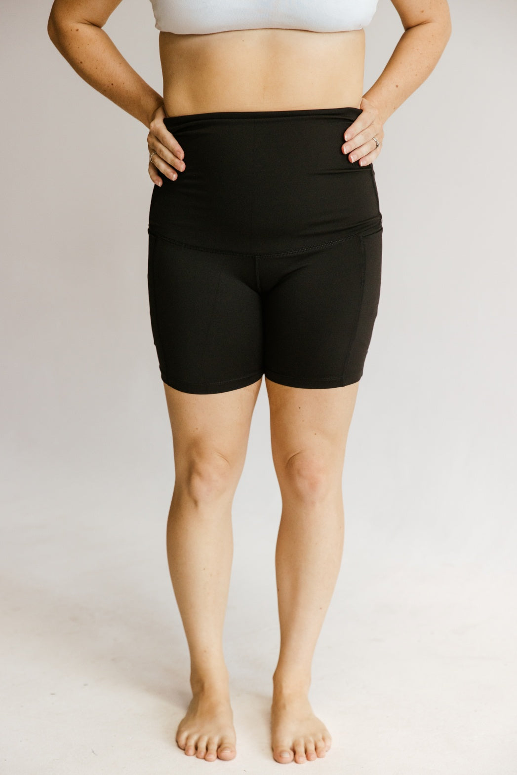 Core Comfort Postpartum Bike Shorts| Extra-High Waist & Stomach Support