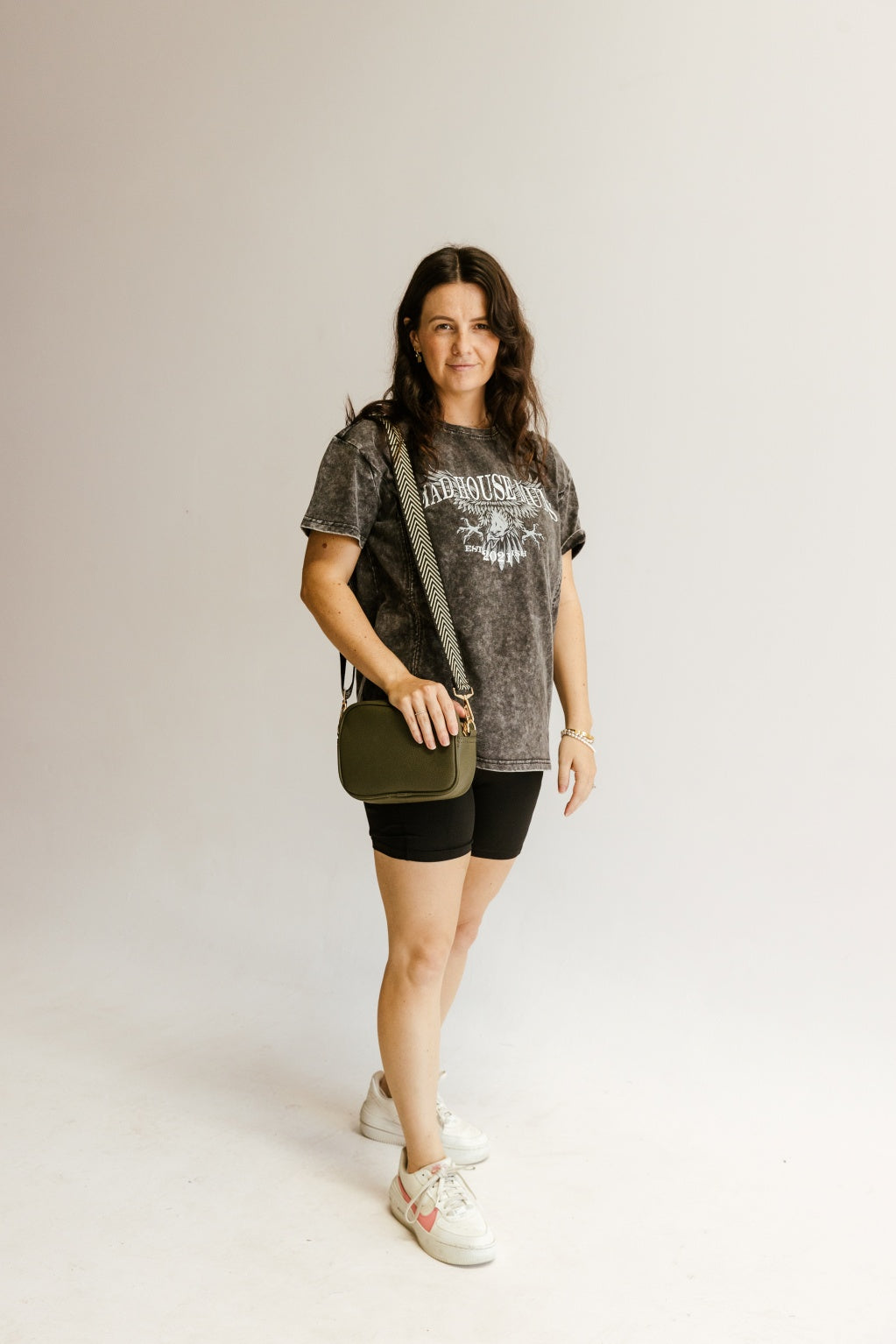 Vintage Eagle Breastfeeding Tee | Hidden Zipper Nursing T-Shirt | Washed Black