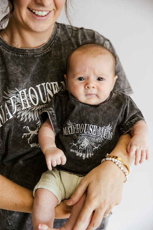 Vintage Eagle Breastfeeding Tee | Hidden Zipper Nursing T-Shirt | Washed Black