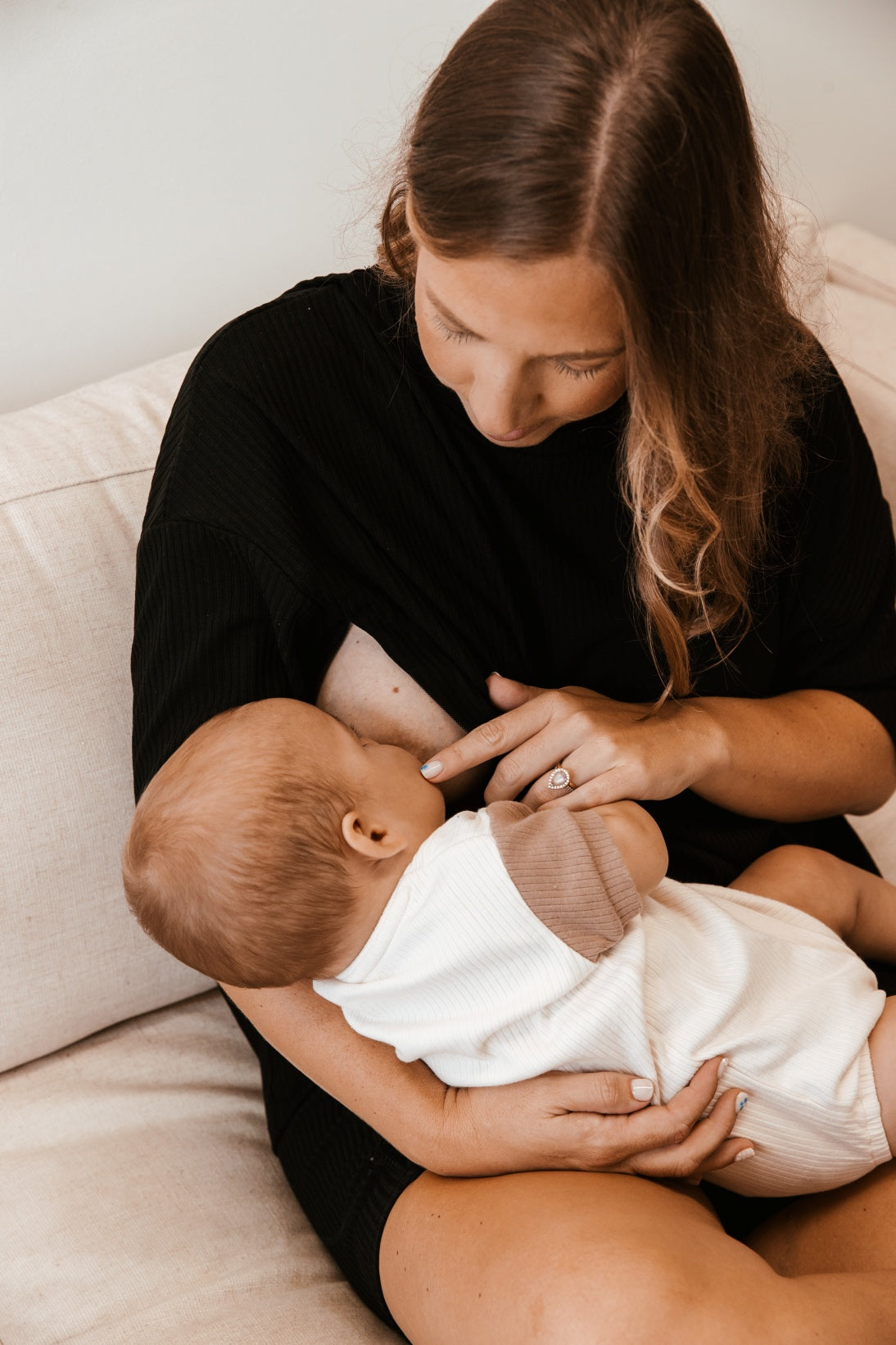 Blacked Out Ribbed Breastfeeding Set _ Hidden Zippers_ Loungewear Set